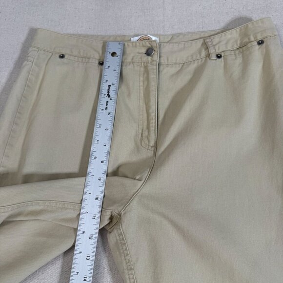Talbots Beige Wide-Leg Relaxed Fit Cotton Chino Pants 12P (34x27) - Picture 4 of 13